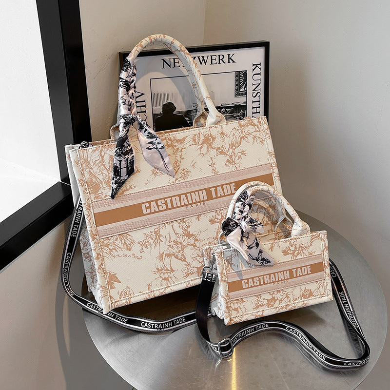 Letter Print PU Tote Bag