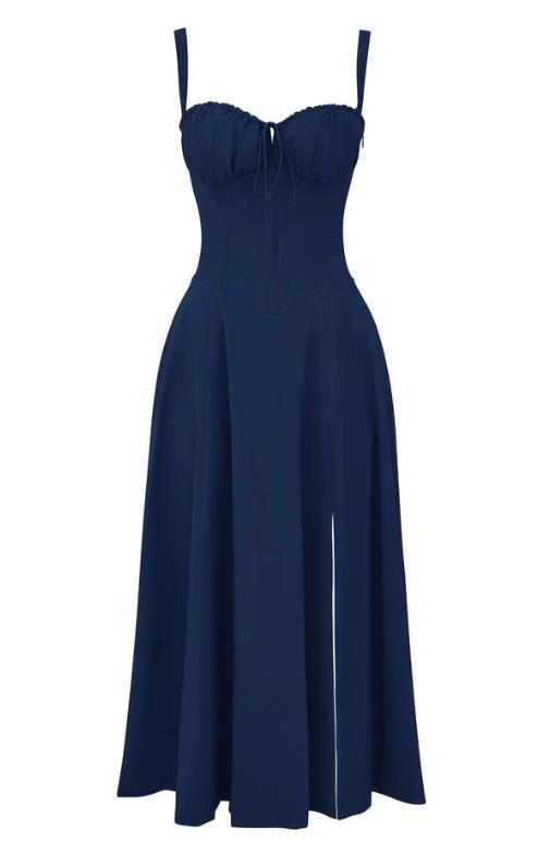 American  Hot Low-cut Sexy Digital Printed Chest Back Strap Waist Mid-length Dress