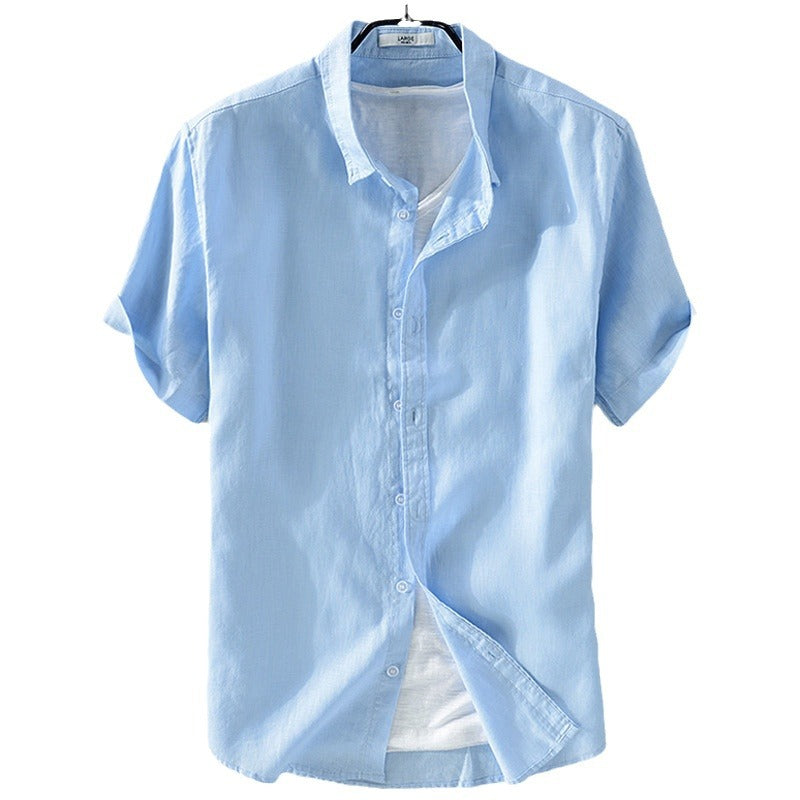 Pure Linen Casual Shirt - Lightweight Loose Fit Short Sleeve