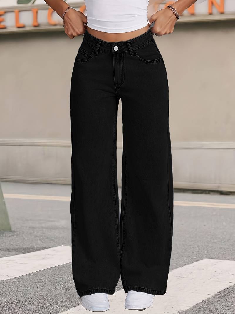 Womens High Waist Straight Leg Trousers