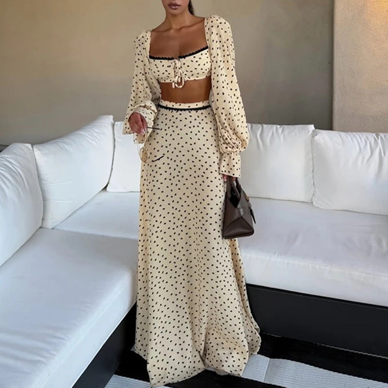 Polka Dot Sleeveless Dress Set