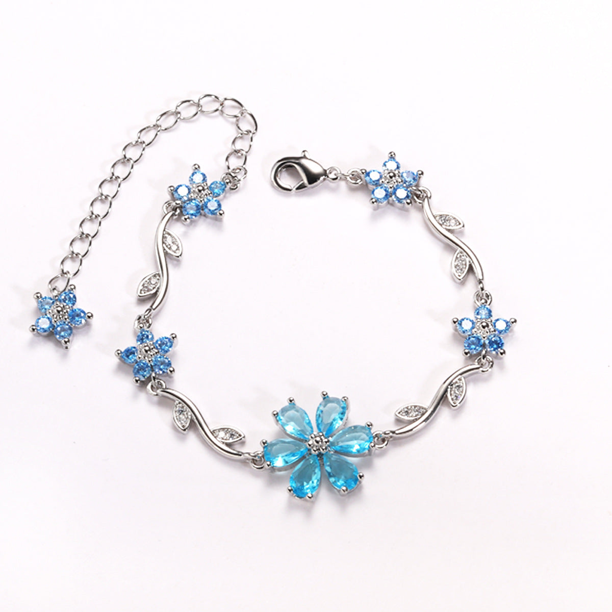 Floral Copper Inlaid Diamond Bracelet