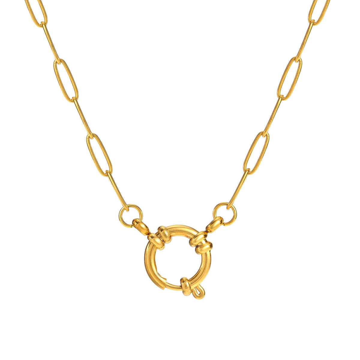 Animal Themed Stainless Steel Gold Plated Pendant Necklace