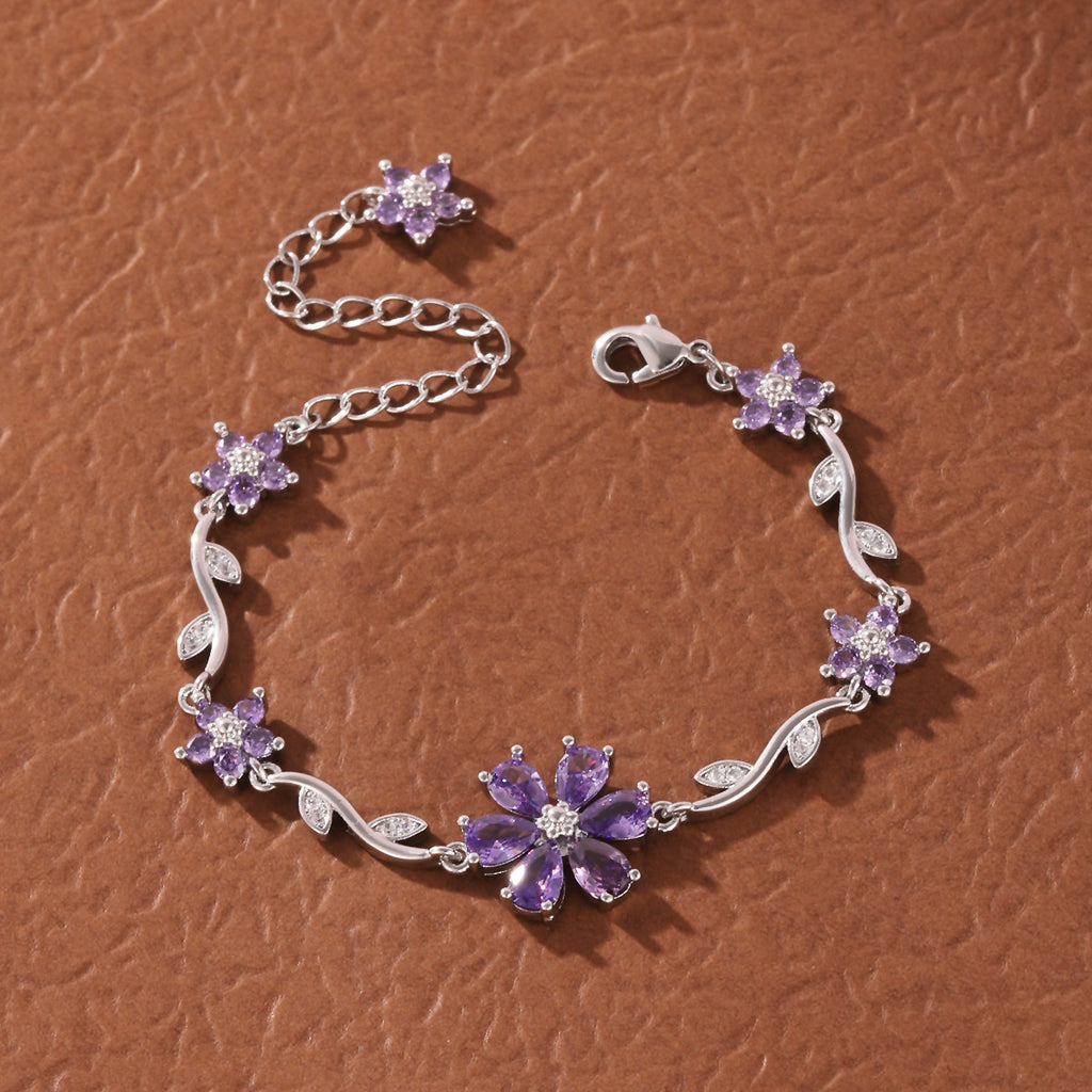 Floral Copper Inlaid Diamond Bracelet