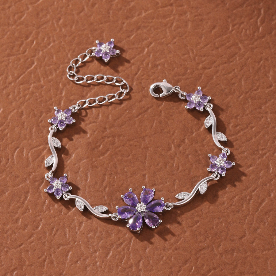 Floral Copper Inlaid Diamond Bracelet