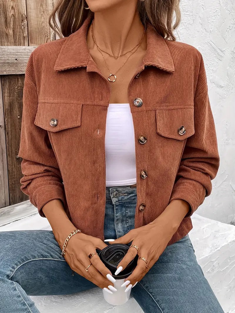 Long Sleeve Button Front Casual Shirt Jacket