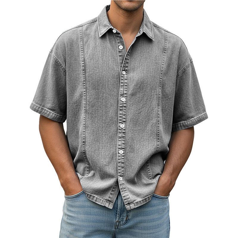 Casual Short-Sleeved Shirt with 3D Coconut Tree Print