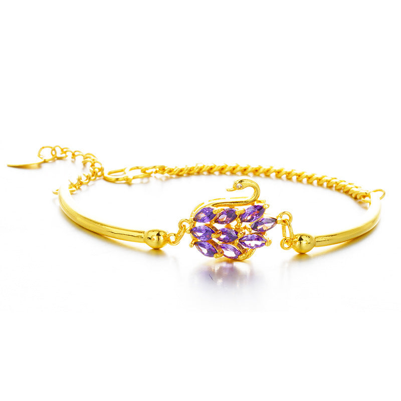 Brass Gold Plated Swan Jewelry Set