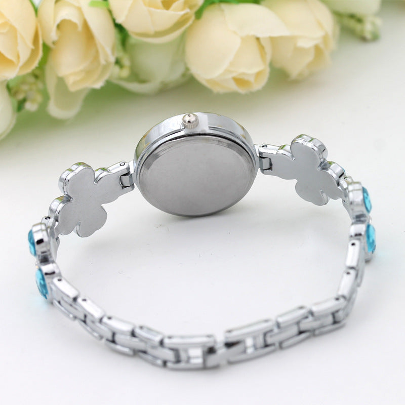 Clover Crystal Bracelet Watch for Women - Elegant Floral Timepiece