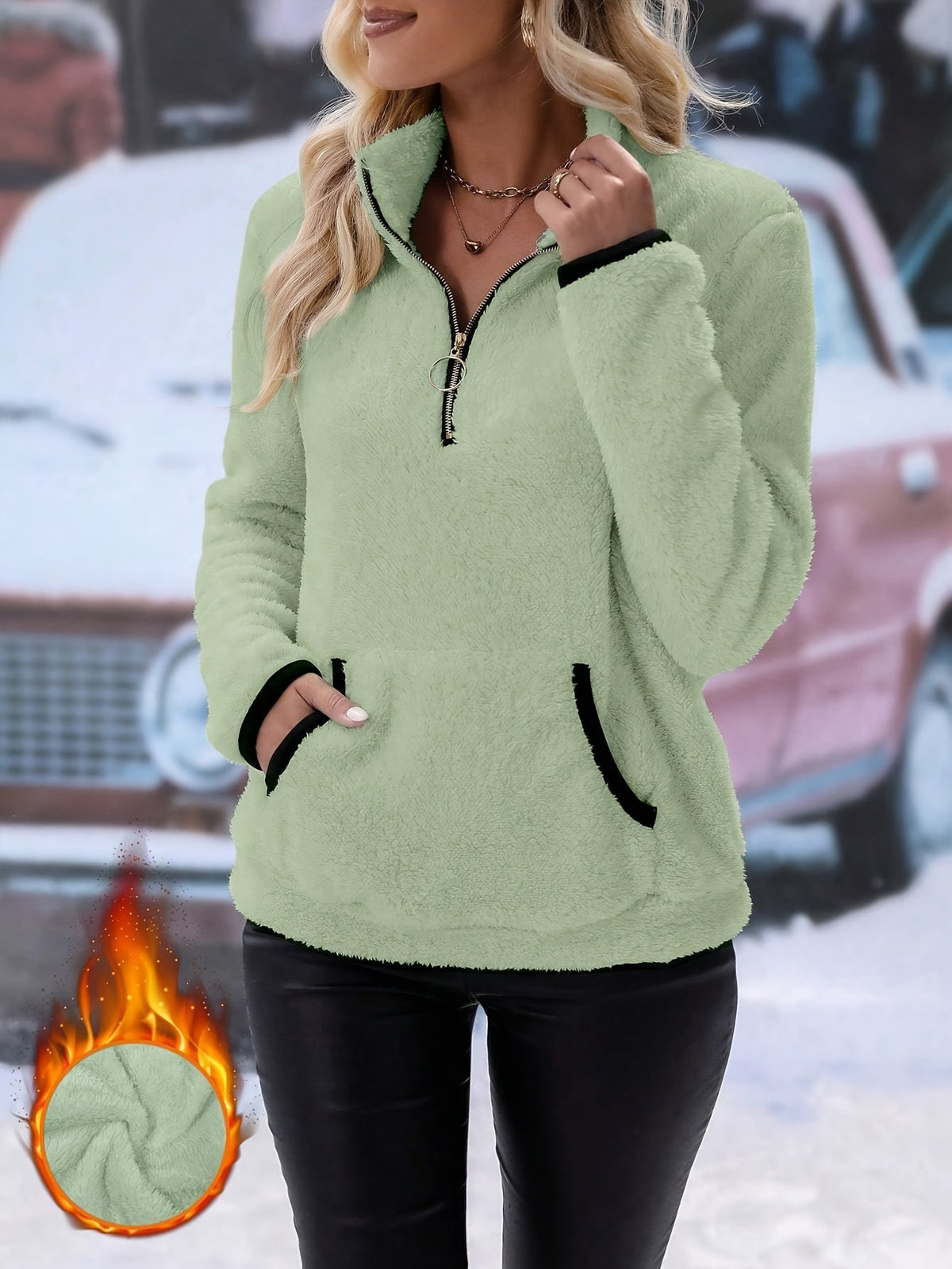 Collared half-zip hoodie
