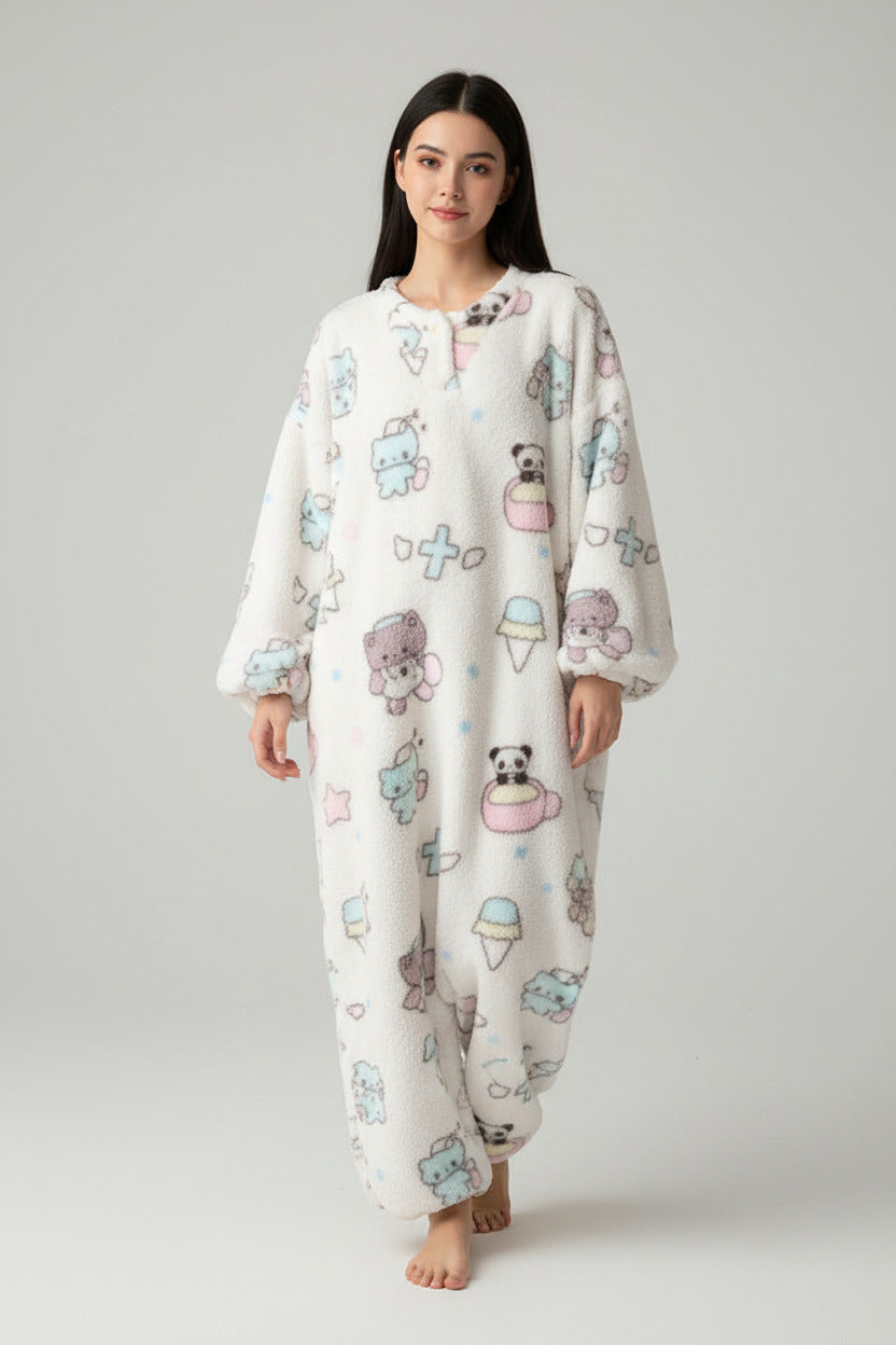 Plush fleece outerwear nightgown