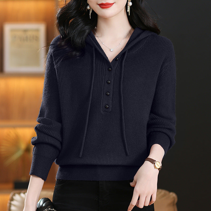 Womens Hooded Knitted Sweater