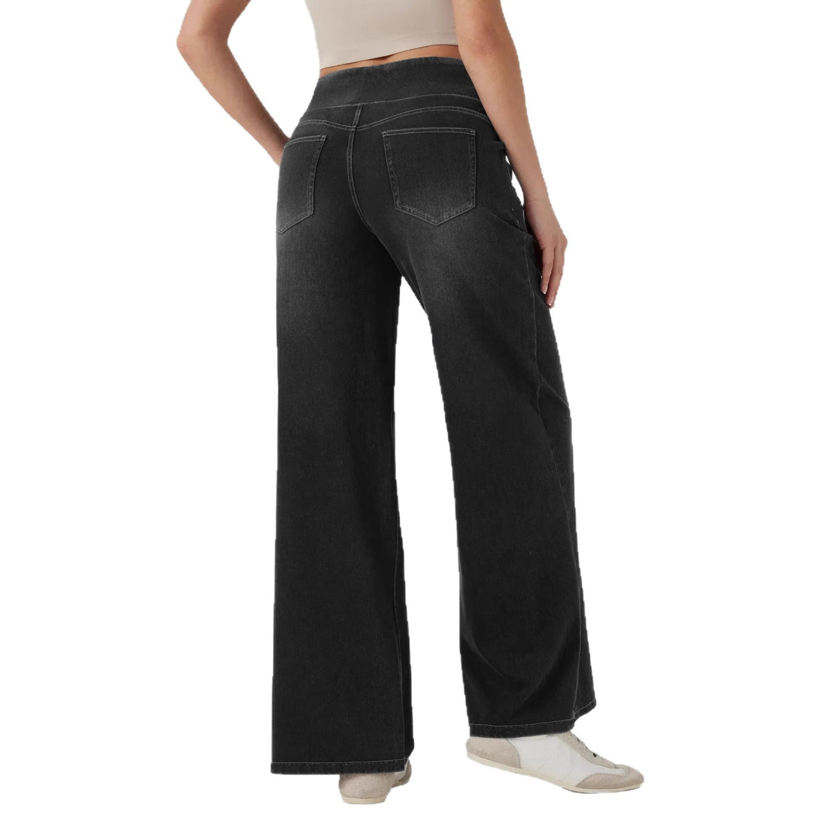 Loose-fitting zip-up wide-leg pants