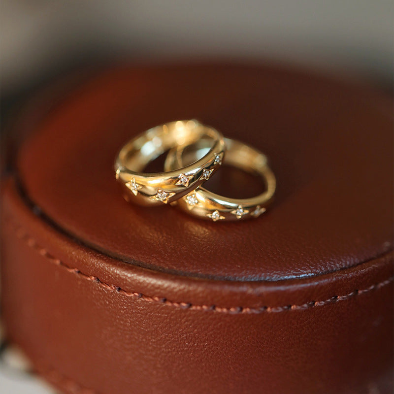 Celestial Star Huggie Earrings in 18K Gold Plated Vermeil