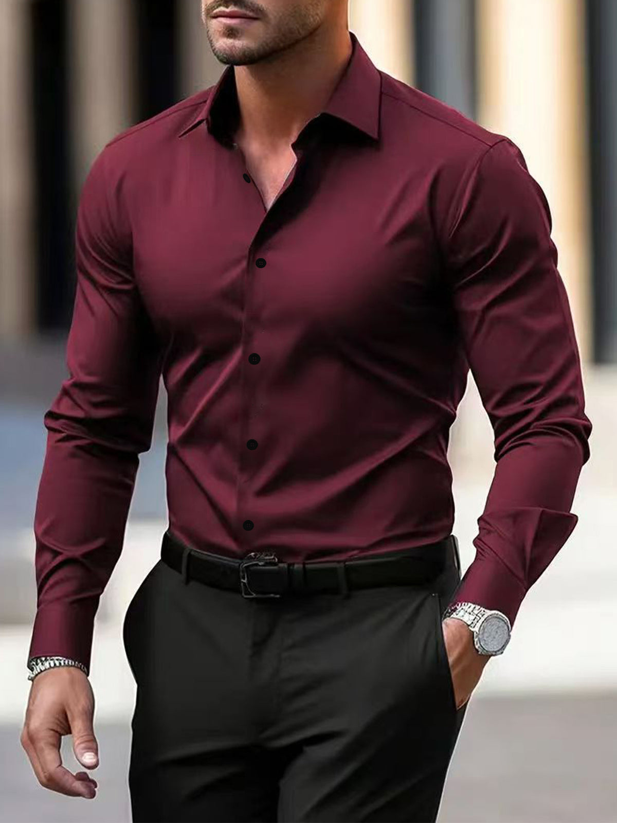 Men's Long Sleeve Cotton Blend Shirt