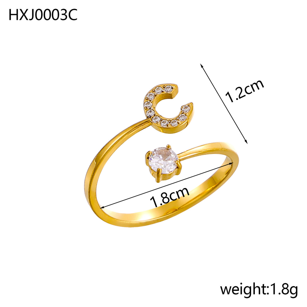 Letter Open Ring with Diamond Accents