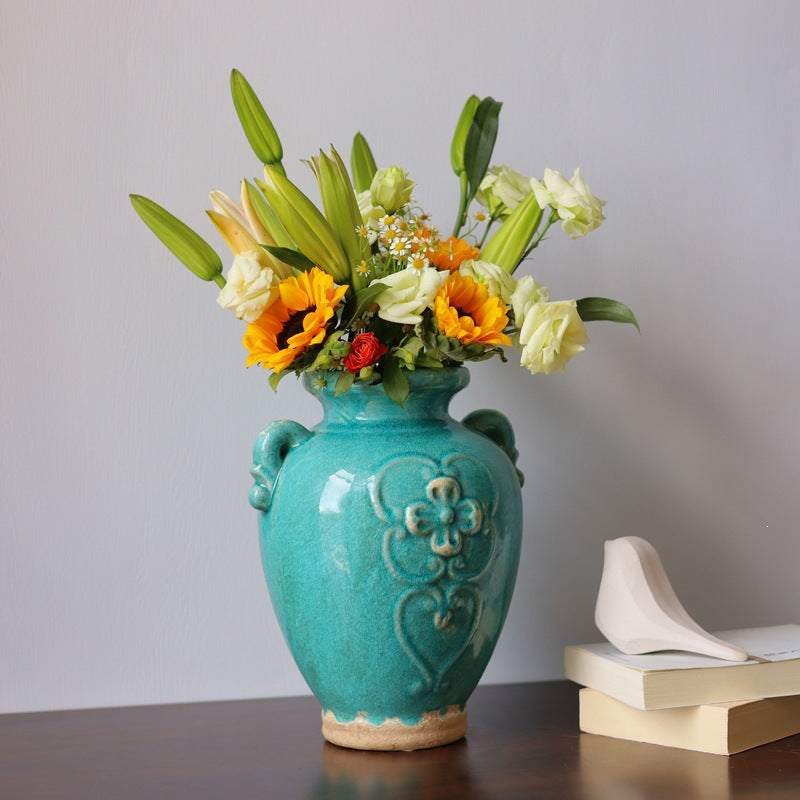 Azure Echo Irregular Ceramic Vase