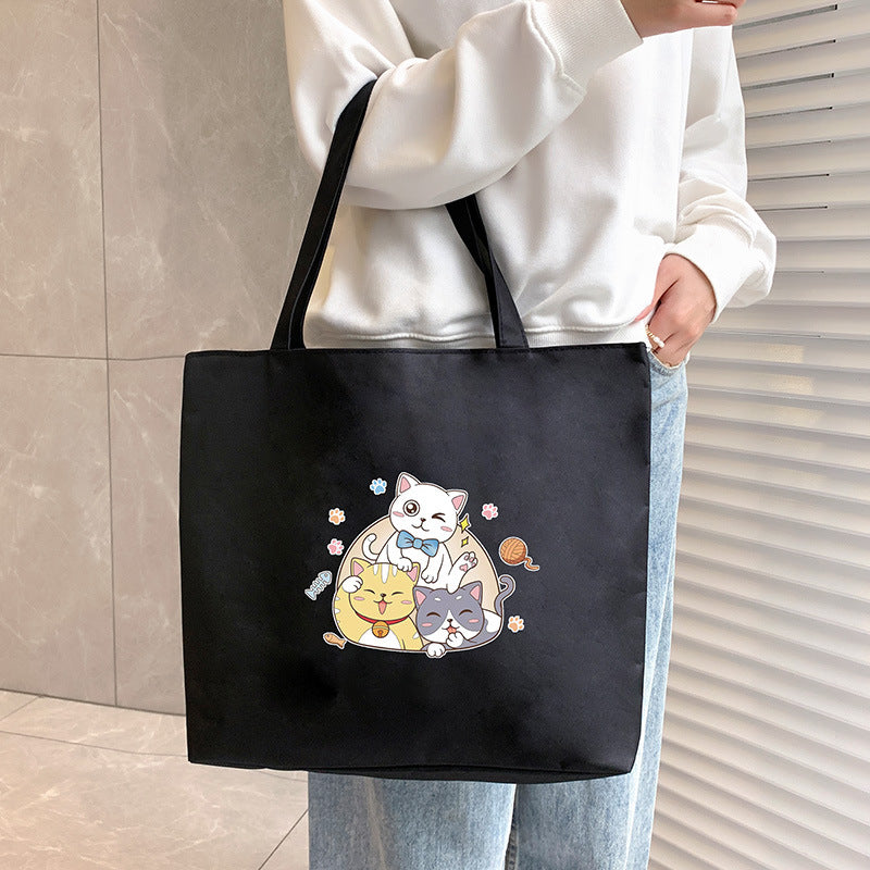 Canvas Tote Bag with Trendy Prints