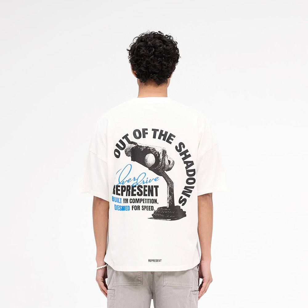 Print Cotton T-Shirt with Retro Car Culture Design
