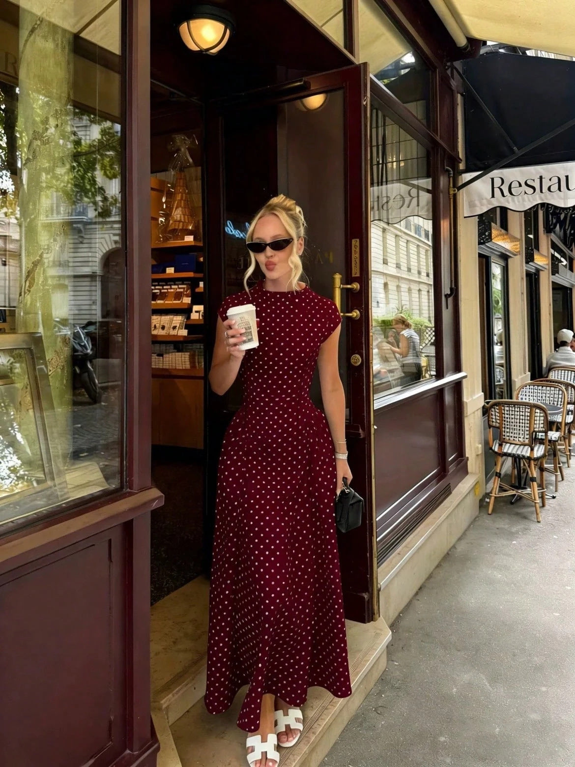 Retro Polka Dot Long Dress