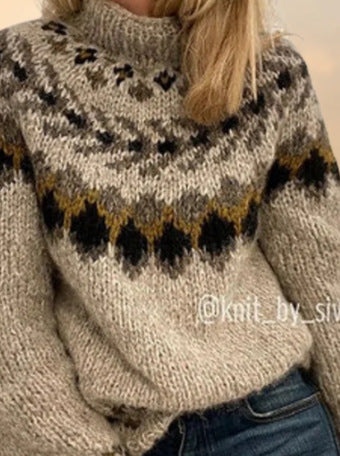 Pullover thick needle jacquard sweater women's