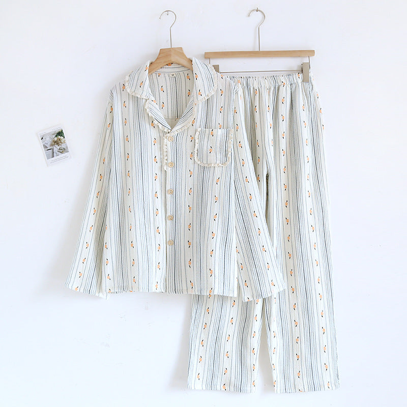 Cotton Pajama Set for Women with Long Sleeve and Pants