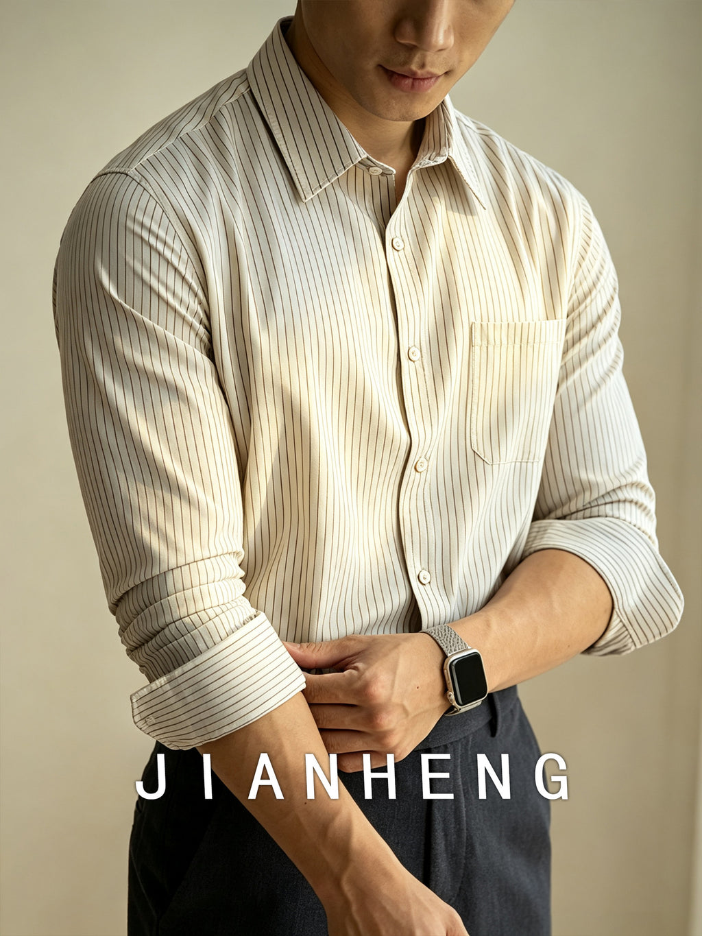 Mens Striped Cotton Shirt - 100% Cotton, Wrinkle-Free, Relaxed Fit