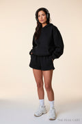 Solid-color hoodie and short-pant set