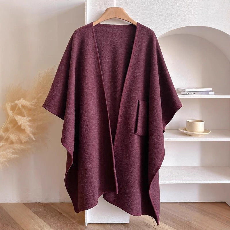 Women's Cross Front Woolen Cloak