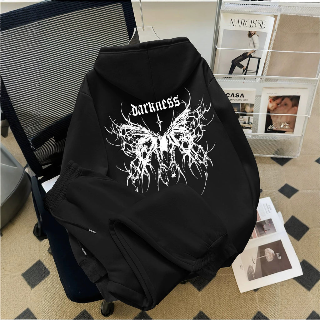 Gothic Print Hooded Sweatshirt