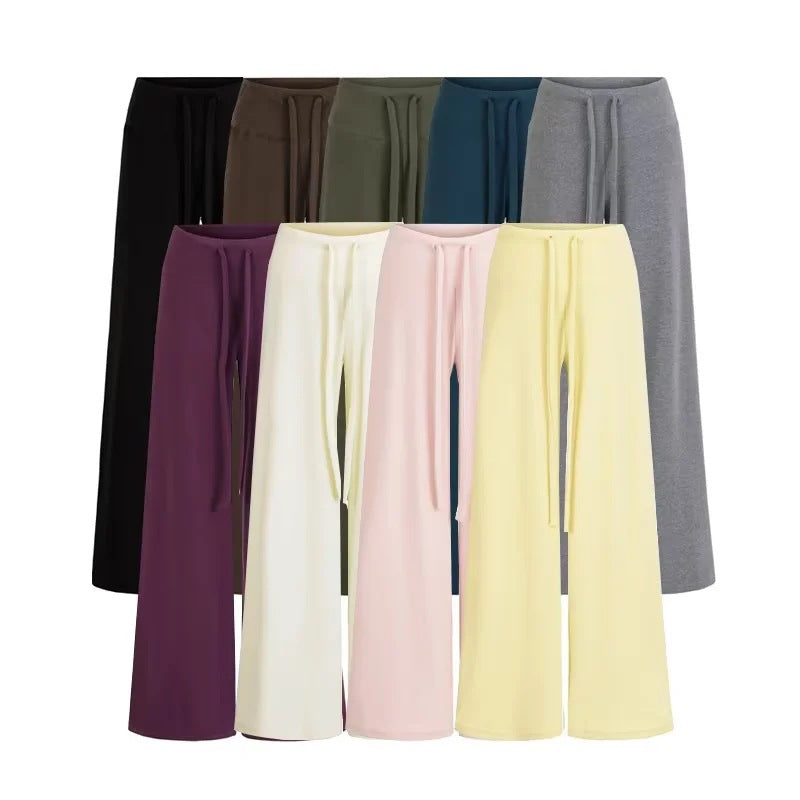 Low-Waist Drawstring Wide-Leg Casual Pants