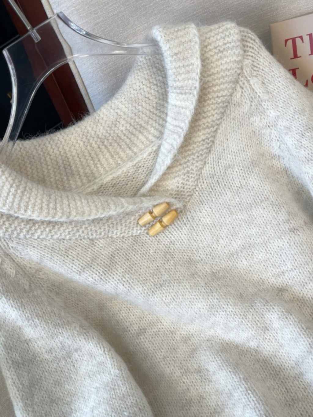 Womens Loose Fit Knit Sweater with Horn Buttons