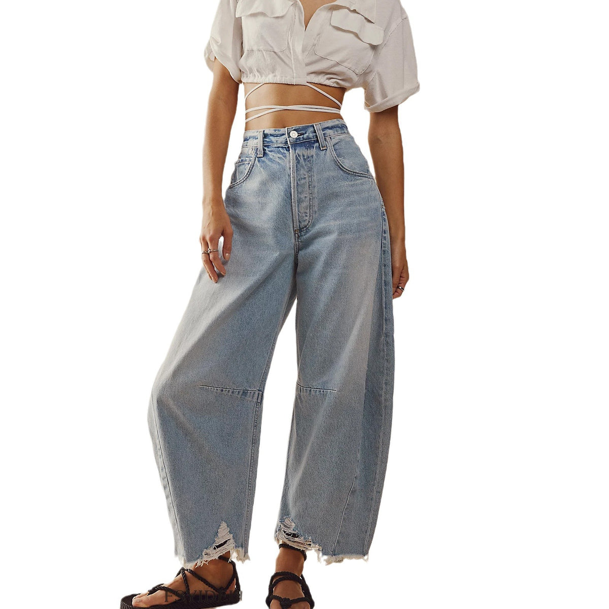 Straight-Leg Sickle Pants Jeans New Multicolor Nine-Point Pants Casual Wide Leg Pants
