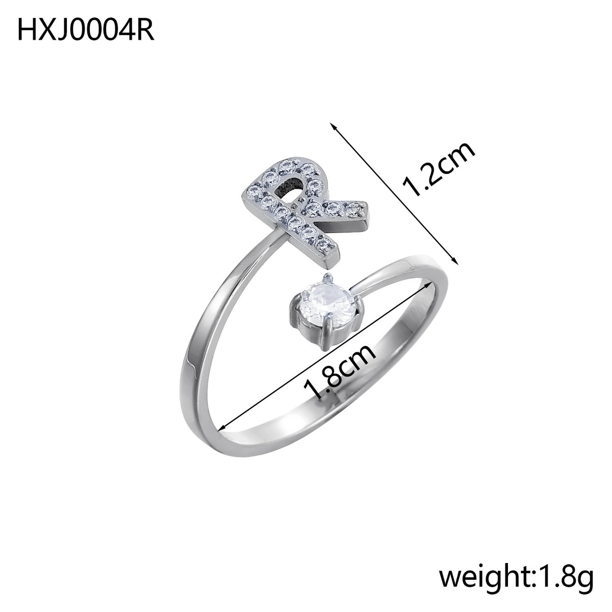 Letter Open Ring with Diamond Accents