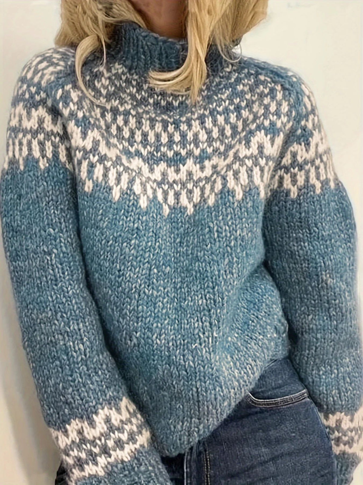 Pullover thick needle jacquard sweater women's