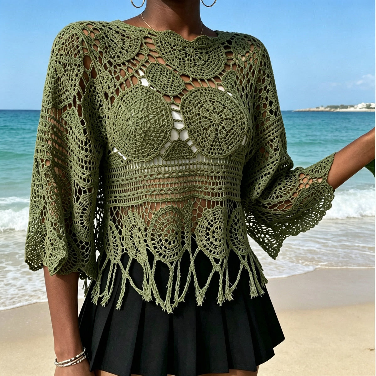 Bohemian Crochet Knit Sweater