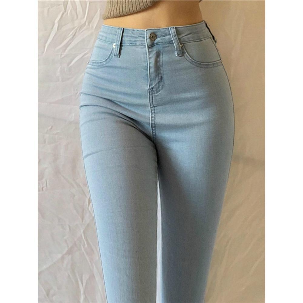 Stretch light blue denim jeans