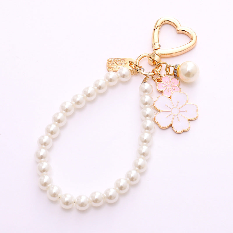 Pearl necklace pendant bag charm
