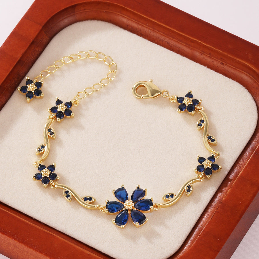 Floral Copper Inlaid Diamond Bracelet