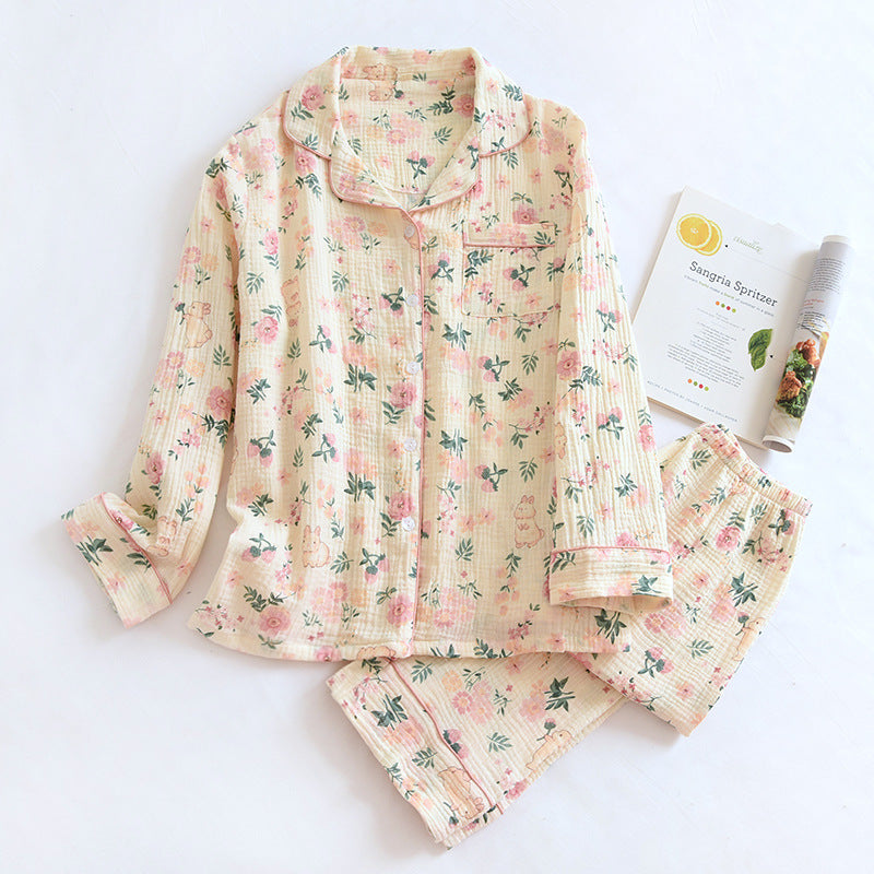 Cotton Pajama Set for Women with Long Sleeve and Pants