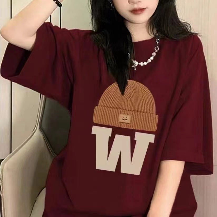 Cotton Right Shoulder Short-Sleeved T-shirt