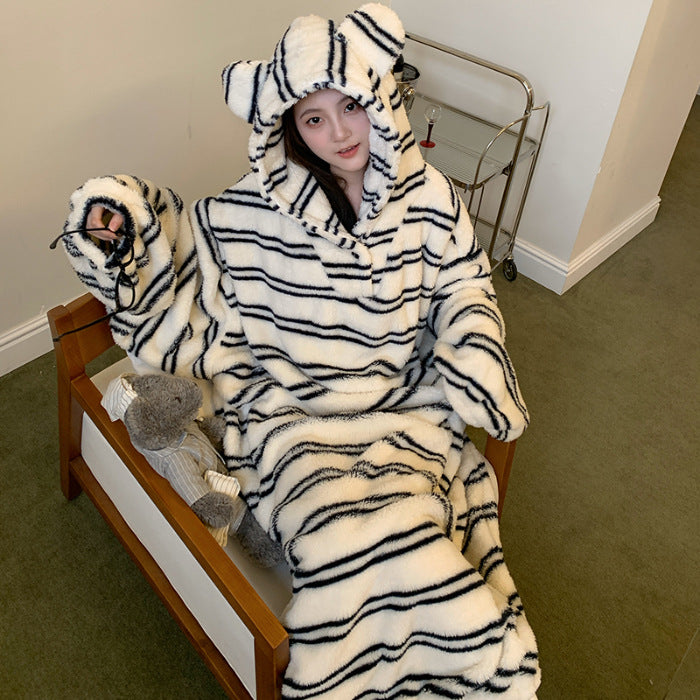 Plush fleece outerwear nightgown