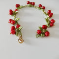 Vintage Floral Pearl Bracelet with Berry Accents