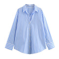 Striped Lapel Long Sleeve Shirt