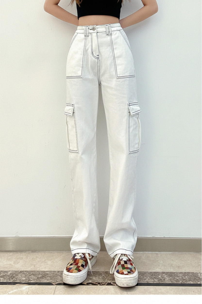 Straight Leg High Waist Denim Pants