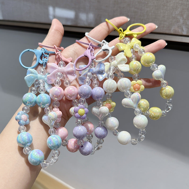 Cute Flower Bow Beaded Key Chain