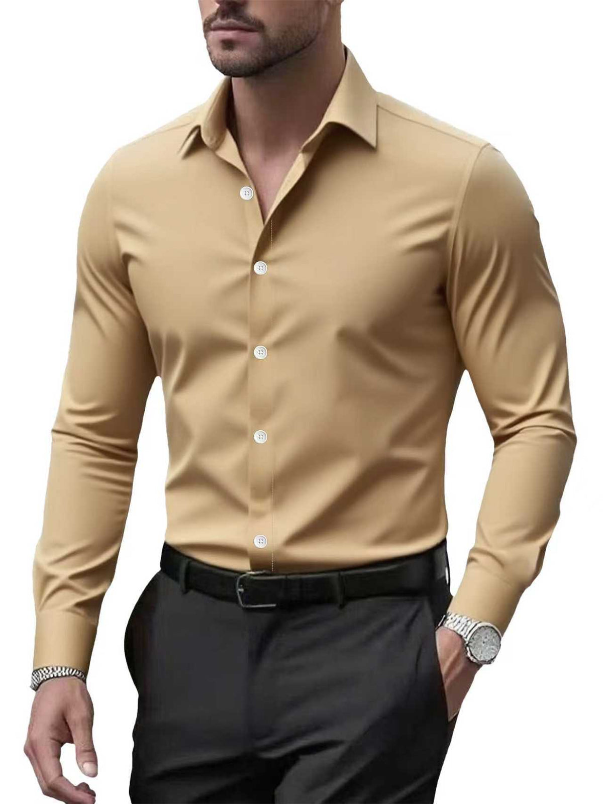 Men's Long Sleeve Cotton Blend Shirt