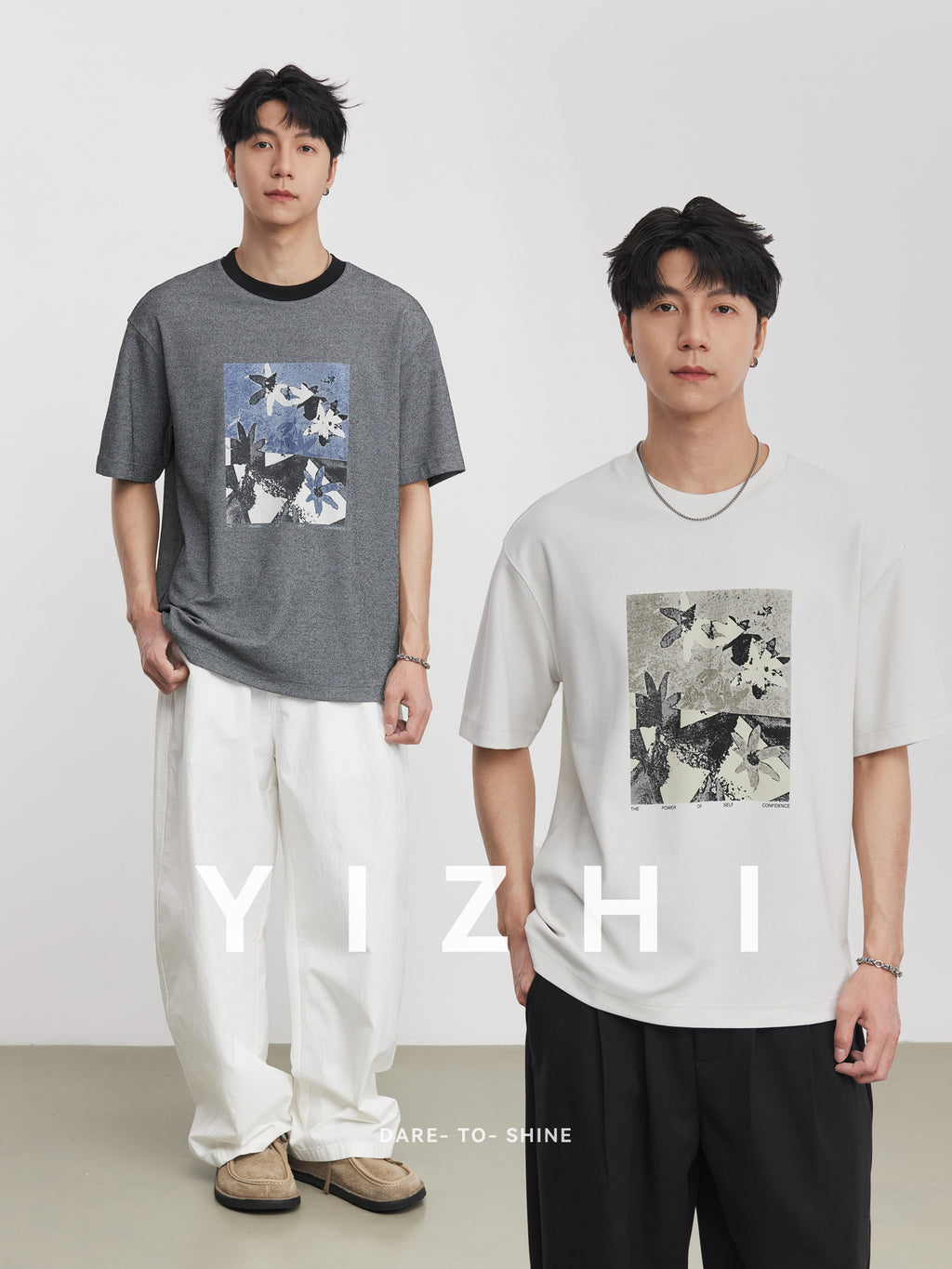 Teem Cotton Blend T-Shirt with Artistic Print and Loose Fit
