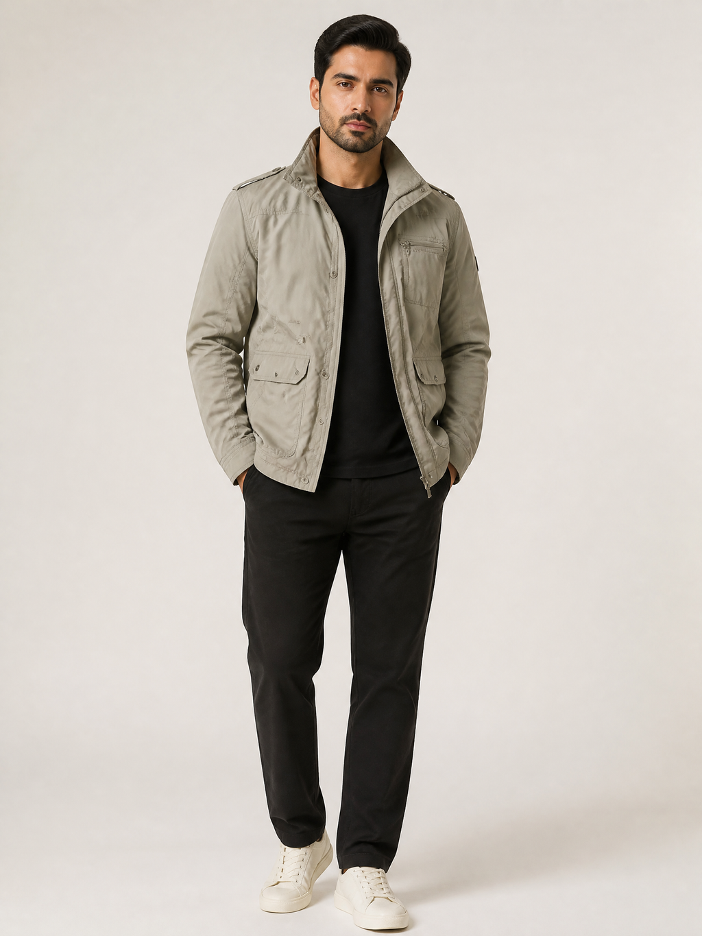 Mens Stand Collar Casual Jacket