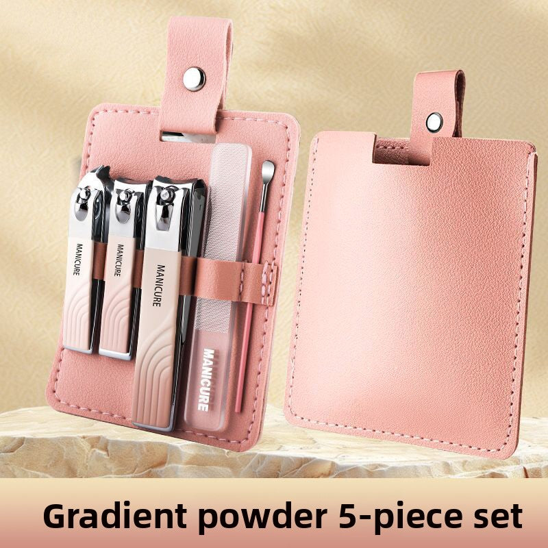 A 5-piece stainless steel nail clipper storage box set